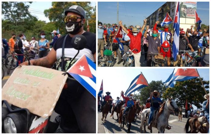 En medio del mes más mortal de la pandemia en Cuba, el Gobierno organizó hoy una marcha de miles de personas para pedir el fin del embargo