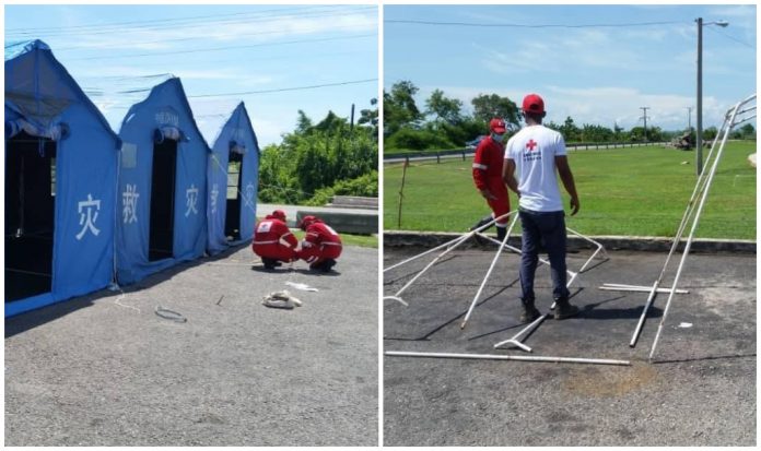 Montan hospital de campaña para atender pacientes con COVID-19 en el parqueo del Hospital Provincial Faustino Pérez de Matanzas y lo desmonta 