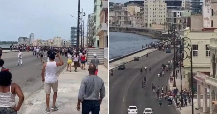 Protesta masiva en el céntrico Malecón de La Habana al grito de “Viva Cuba libre” se extiende por varias zonas de la capital (+ Videos)