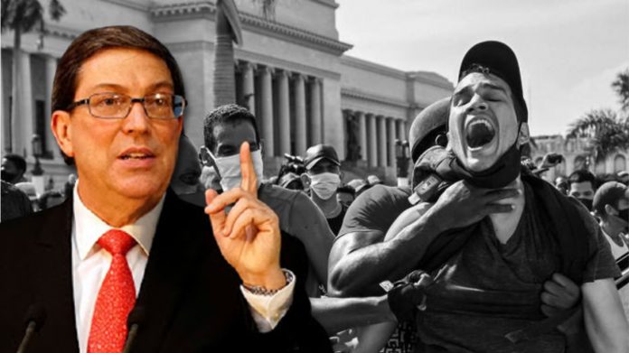 Canciller Bruno Rodríguez niega que en Cuba haya existido violencia contra los manifestantes y dice que le ley se ha aplicado con 