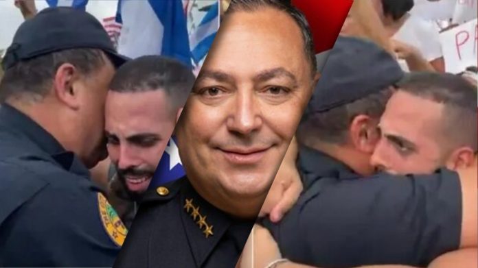 Emotiva reacción del jefe de la policía de Miami con cubano que gritó: “No queremos música”