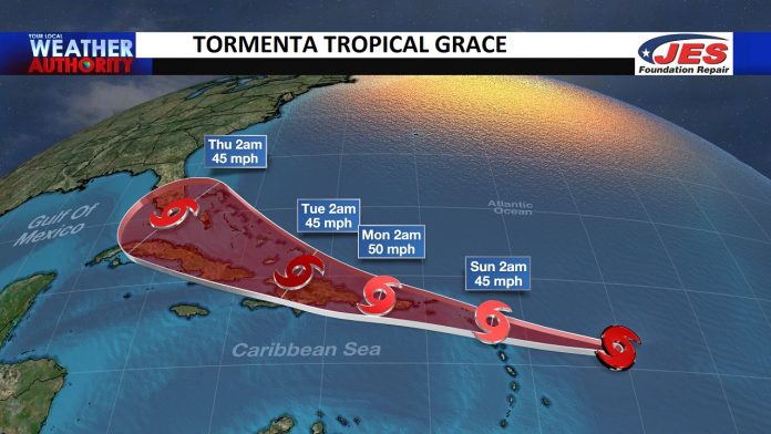 Se forma la Tormenta Tropical Grace y Cuba se encuentra casi por completo en el cono de su trayectoria durante la próxima semana