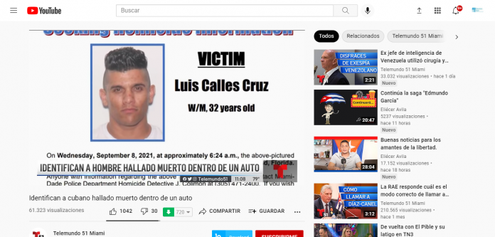 Encuentran en la cajuela de un carro en Miami el cadáver de un cubano de 32 años de edad